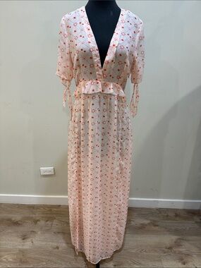 Avec Les Filles pink and red celestial print maxi dress